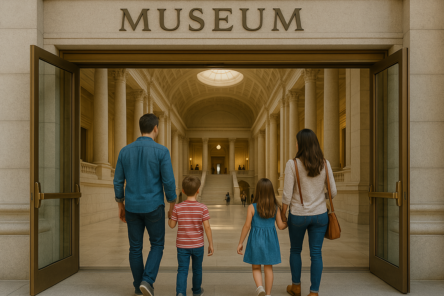 Students looking at a display case
